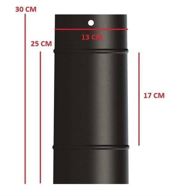 33 Lük Soba Borusu / Boy: 27 Cm / Çap: 13 Cm / Mat Siyah Emaye