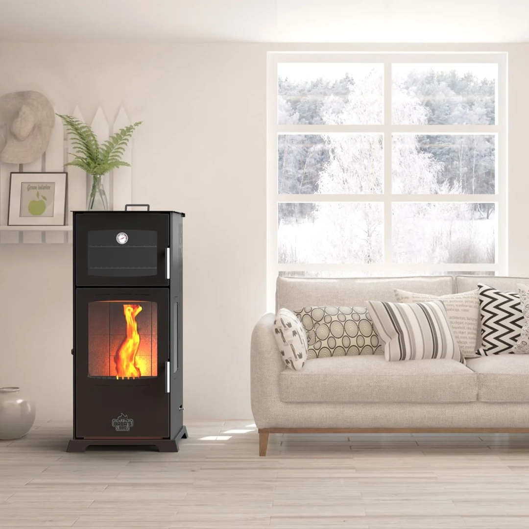 Babas Stove Gold E12 12kw Tam Otomatik Kuzineli Odun Ve Pelet Sobası