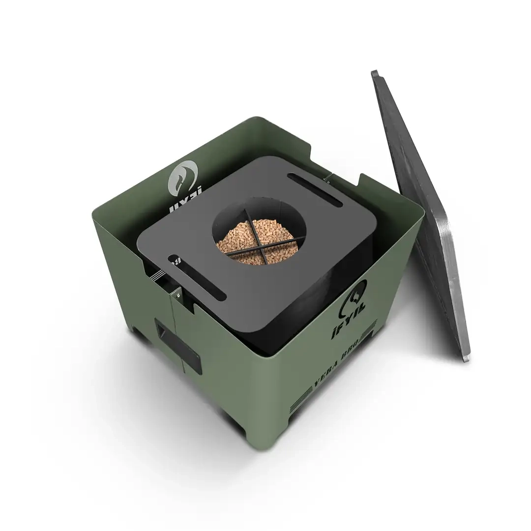 Ifyıl Vera Döküm Izgaralı Pelet Yakıtlı Mangal Barbekü Yeşil + 2kg Pelet Hediye